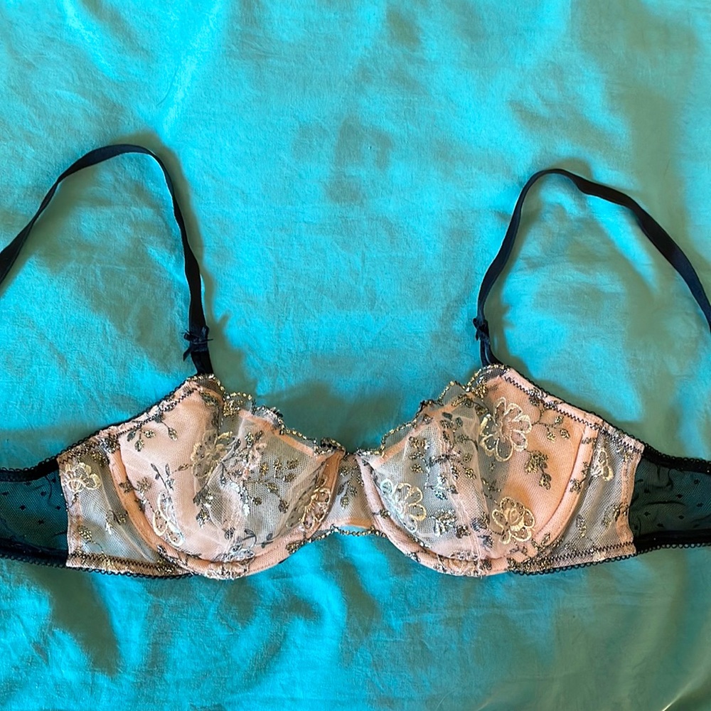 Sheer nude, sparkle Balconette bra, 34B